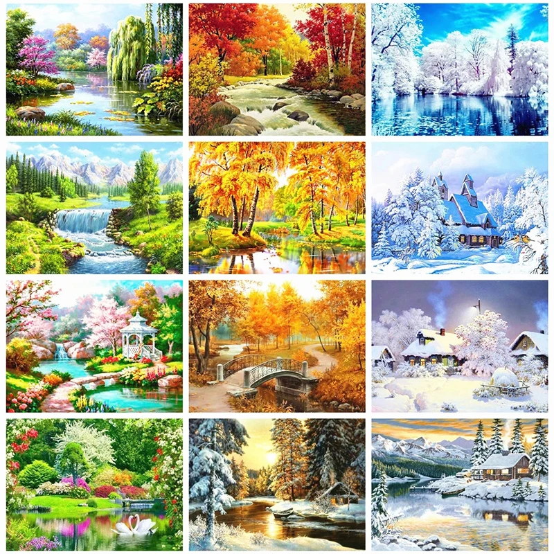 

Diamond Painting Tree 5D Full Square Rhinestone Embroidery Scenery Diamond Mosaic Full Layout Cross Stitch Home Decor