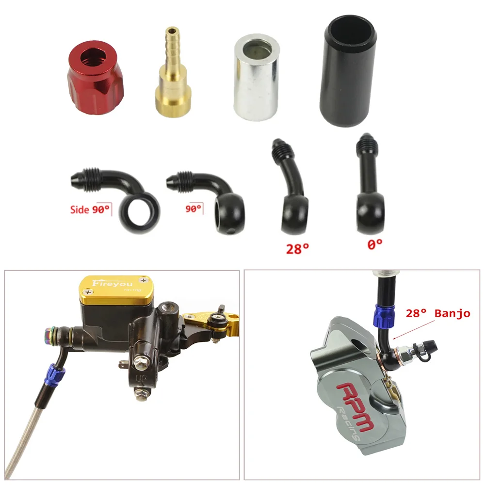 An3 10Mm In Acciaio Inox Banjo Tubo Freno Raccordo Estremità Del Tubo Adattatore Per Moto Pit Dirt Bikes Cafe Racer 0 28 90 Gradi