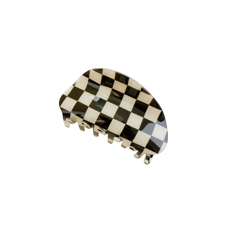 2021 Autumn New Fashion Women Hair Claw Clip Accessories Acrylic Geometric Color Grid For Sweet Girls Shark Hairpins Headdress