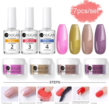 

UR SUGAR Dipping Nails Powder Set For Manicures Natural Dry Chrome Pigment No Need Lamp Cured Nail Art Glitter Holography Powder