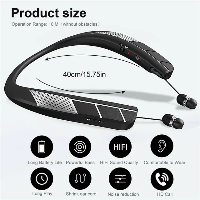 Bluetooth LZ-6 LZ-5 5.0 Neckband Headset Wireless Earphone Speaker Headphone Waterproof Sport Headset With Mic NoiseCancelling