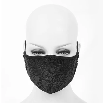 

Gothic Punk Ladies Men Black Print Mask Dust Mask Retro Accessories Daily Adjustable Gas Mask