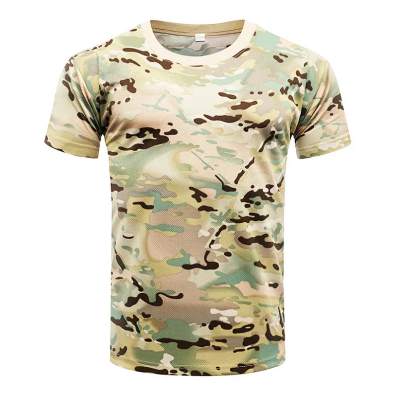 

New 2019 Quick Dry Breathable Camouflage T-Shirt Tights Army Tactical Shirt Mens Compression Shirt Fitness Summer Body bulding