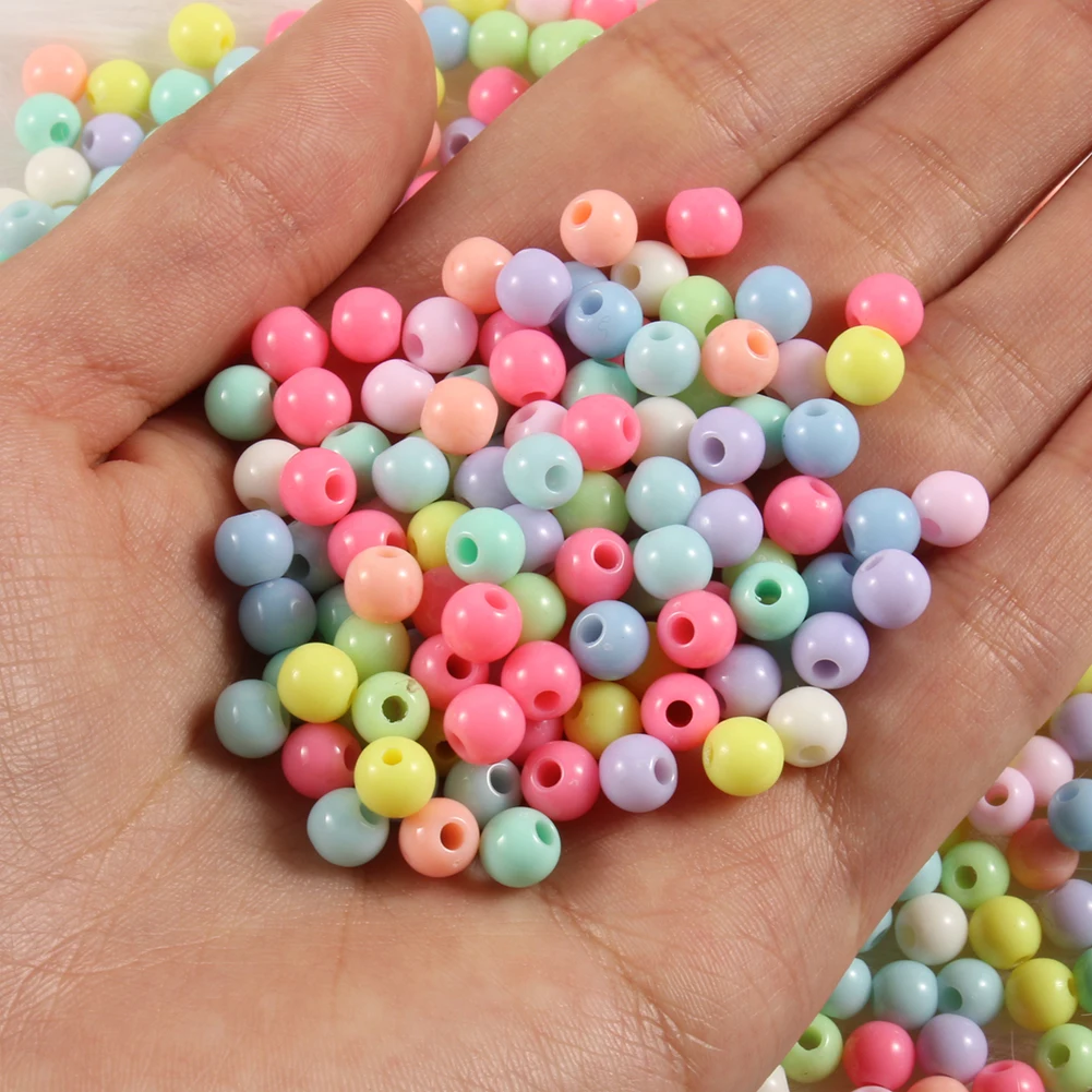 500 Perline Acriliche Satinate 6 Mm, Mix 12 Colori, Foro 2 Mm, Per Gioielli Fai Da Te