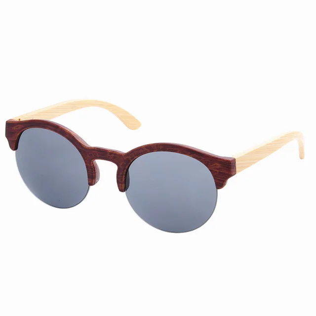 LONSY, ретро, коричневые, бамбуковые, деревянные солнцезащитные очки, для женщин и мужчин, фирменный дизайн, Ретро стиль, полудрагоценные солнцезащитные очки, для вождения, зеркальные, UV400 - Цвет линз: C1