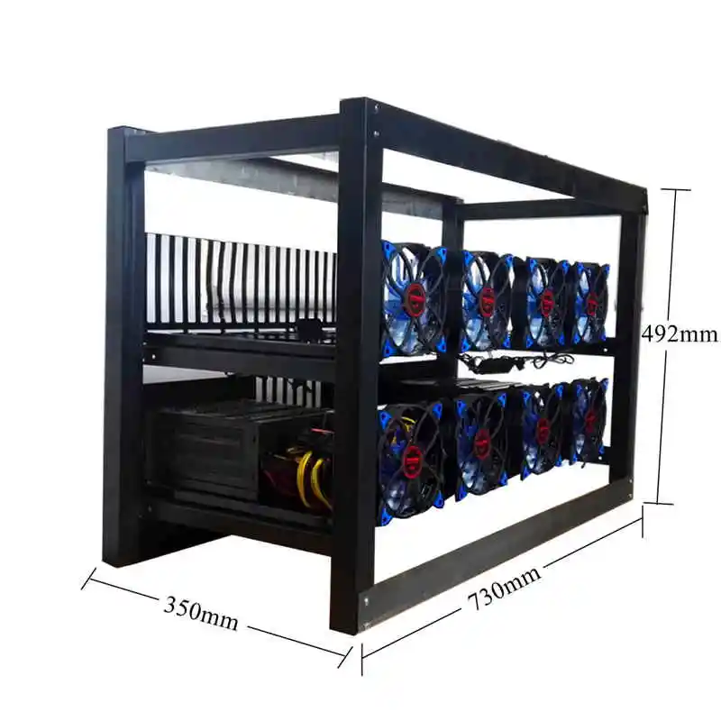 8 GPU крипто монета открытая воздушная алюминиевая рамка чехол для горного шахтера рамка для установки Стекируемый чехол с 12 вентилятором Наружная рамка ETH/ZEC/BTH