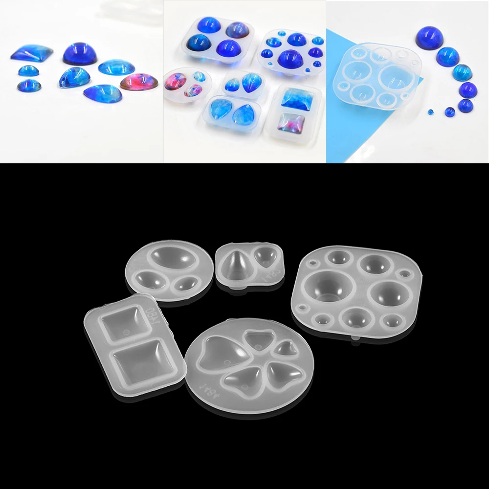 

Half Round Shape Silicone Mold Round Oval Waterdrop Heart Square For DIY UV Silicone Epoxy Resin Molds Crafts Jewelry Making