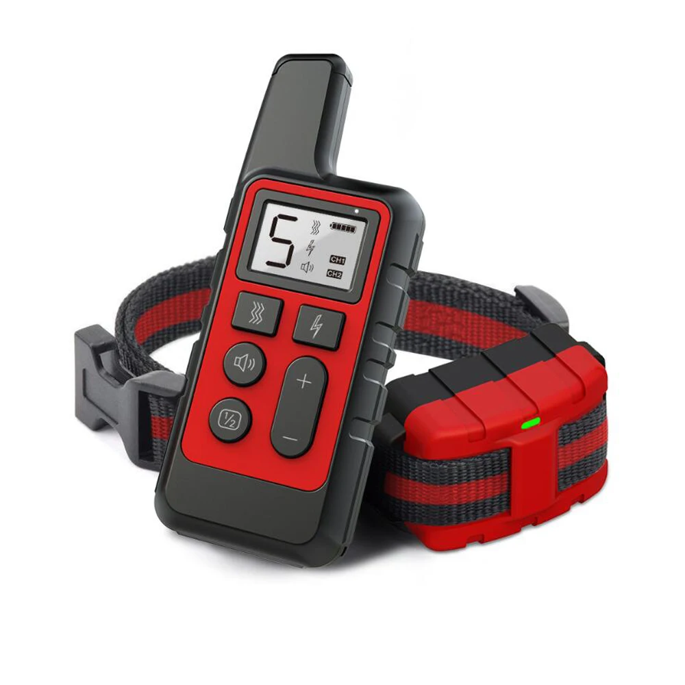 Collar de entrenamiento para perros Dispositivo de vibración, electrostático, disuasor de ladridos, resistente al agua, 500m
