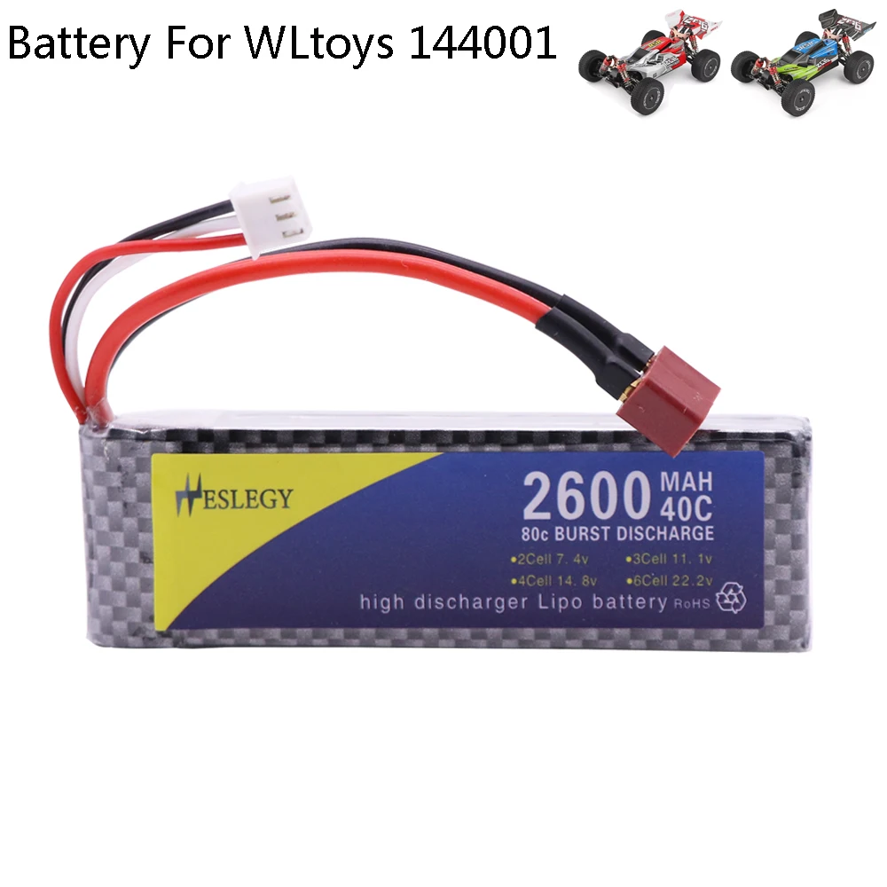 

7.4V 2600mAh Lipo Battery T Plug for WLtoys 1/14 144001 Remote Control Cars trucks helicopter toys accessories 7.4V toys battery