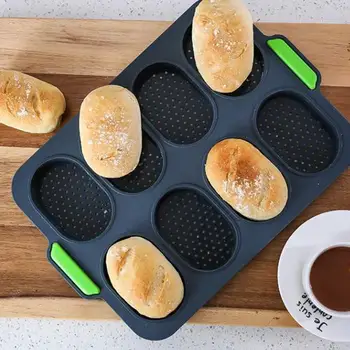 

Non Stick 8 Grids Heat Resistant Tray Hamburger Good Practical Baking Bread Silicone Flexibility Home Crisping Mold Loaf DI