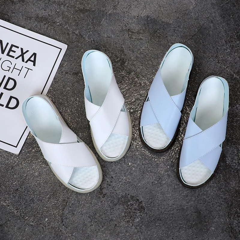 

2019 Autumn Korean-style College Style Women's Summer Outer Wear Simplicity Cross Versatile Fashion Sandals Students Casual Shoe