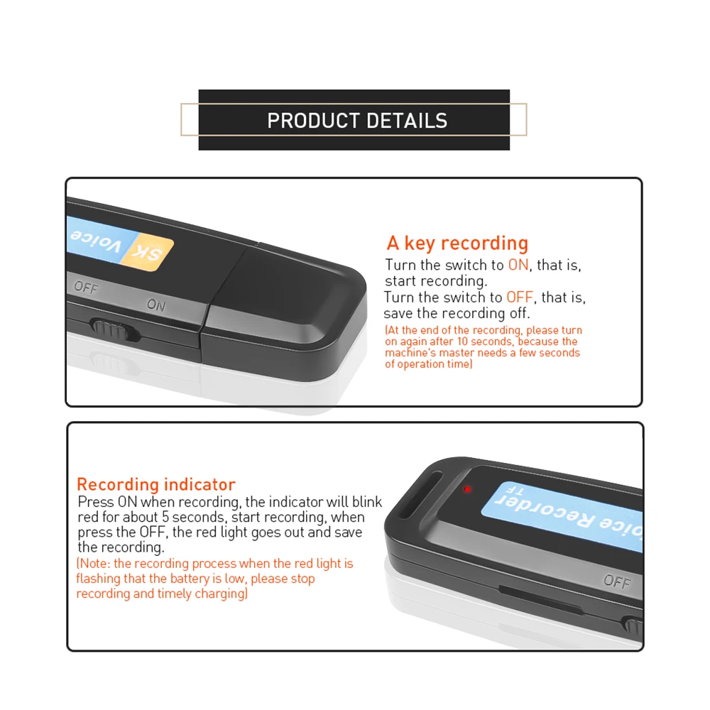 A Key Recording U-Disk Digital Audio Recorder TF Flash Card USB Voice Recorder Pen Mini Dictaphone Professional Up to 32GB