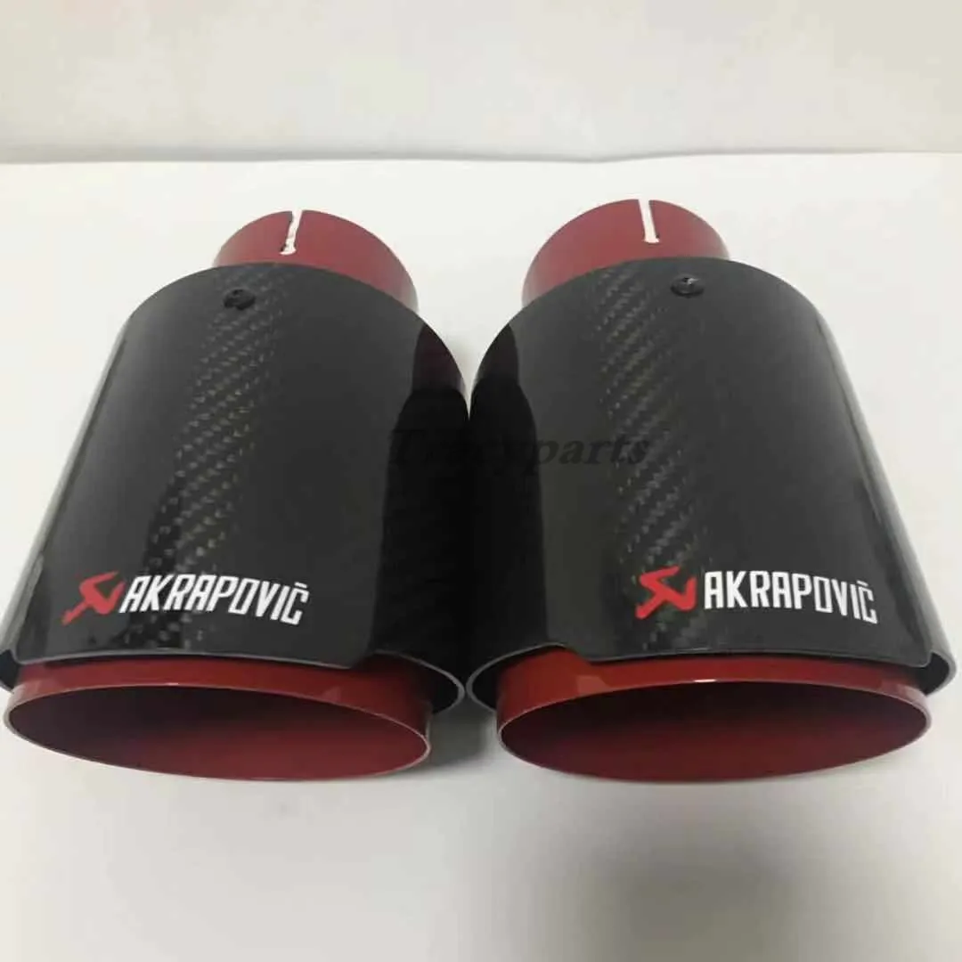 1 шт. Akrapovic выхлопные трубы для автомобиля глянцевый карбоновый глушитель наконечник хвостового конца Универсальный нержавеющая сталь прямой красный