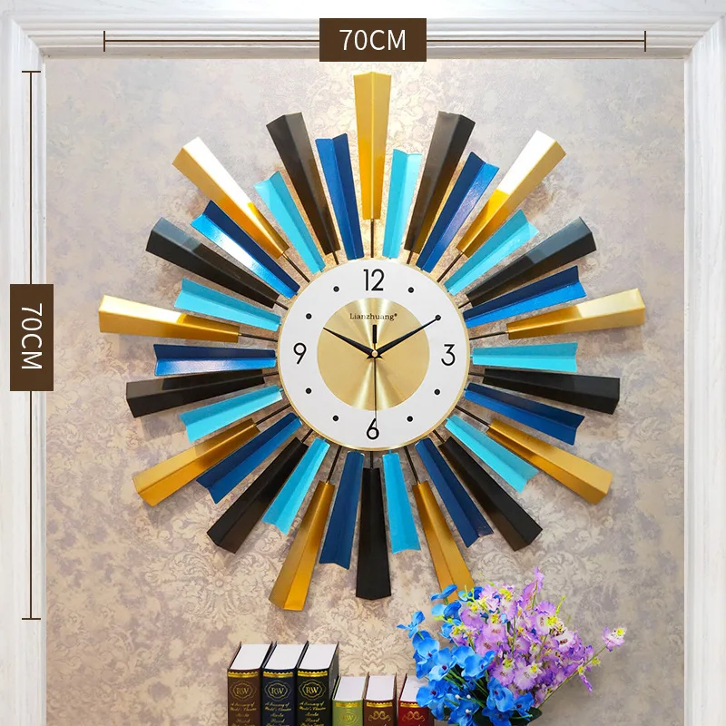 70x70cm Современные роскошные часы для гостиной, дома, модные, креативные, для спальни, персонализированные, художественные, бесшумные, настенные, декоративные часы, настенные часы - Цвет: 70x70cm