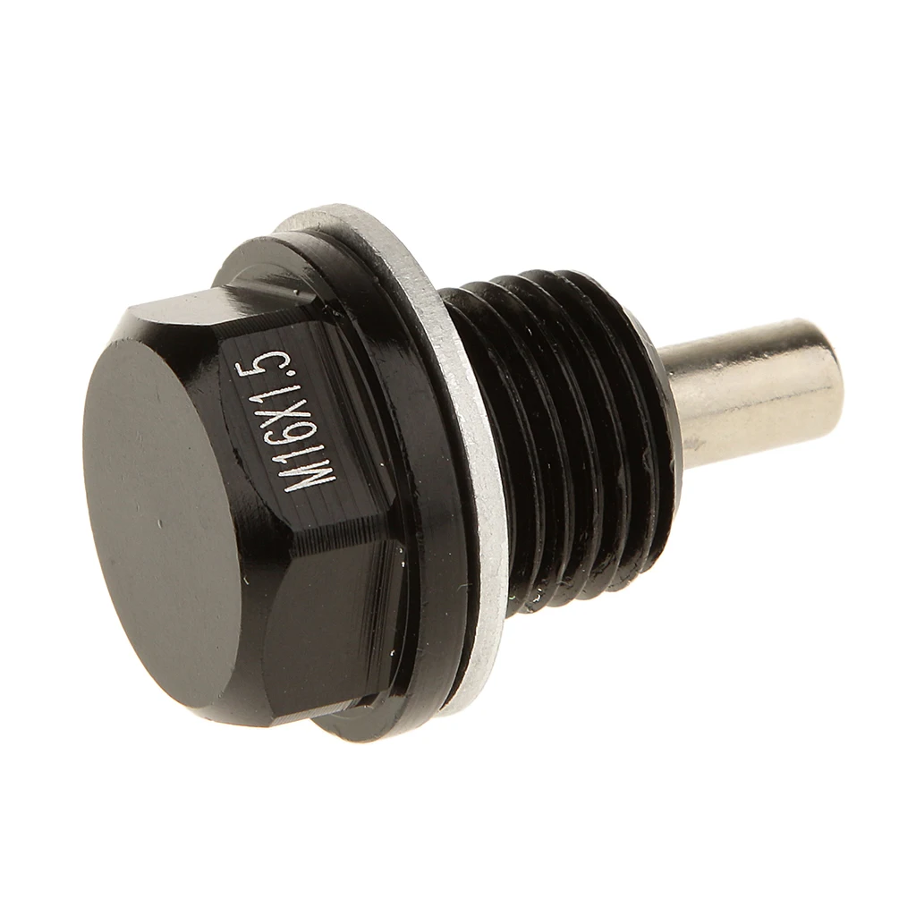M16X1.5mm Anodized Metal Engine Magnetic Oil Pan Drain  Plug Black