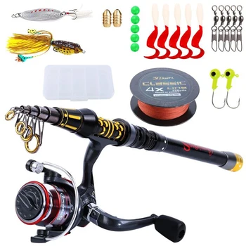 

Spinning Fishing Rod and Reel Combo Full Kit Fishing Rod Reel Line Lure Hooks Fishing Accessories Fishing Tackle De Pesca