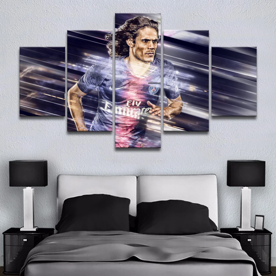 

Football 5 Pieces Paris Saint-Germain Edinson Cavani Posters Canvas Paintings Wall Art Sports Print Picture Boys Room Decor