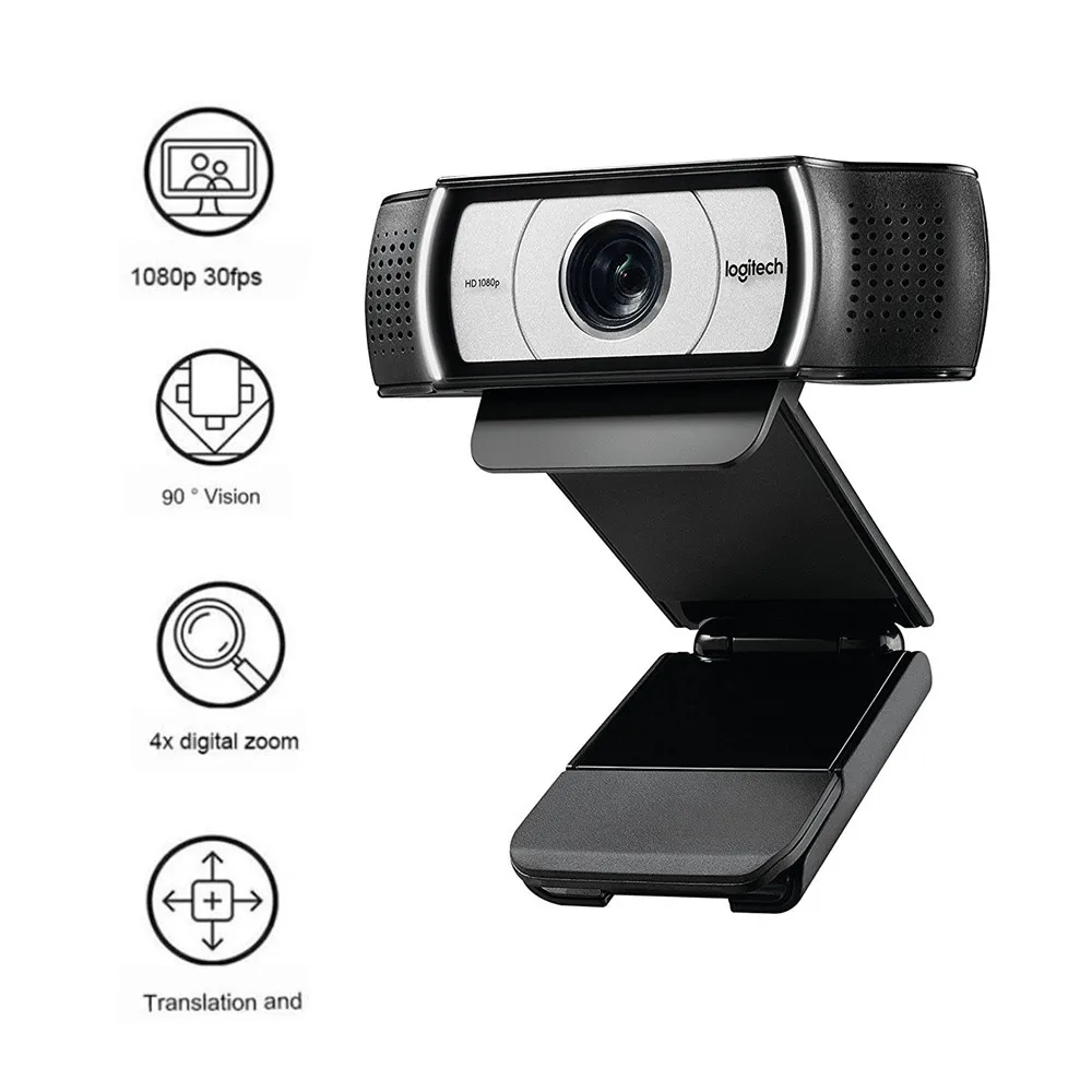 

Logitech C930c HD Pro Webcam Widescreen Video Calling Recording 1080p Camera Desktop or Laptop Computer Webcam