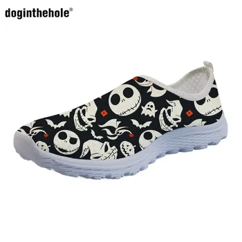

doginthehole The Nightmare Before Christmas Pattern Woman Flats Shoes Jack Skellington Print Sneakers Women Light Footwear