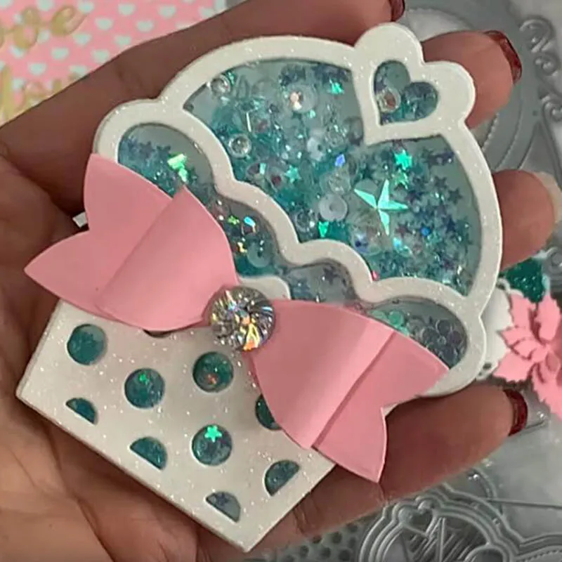 

METAL CUTTING DIES 2019 Cupcake Shake Card Cutting die for Birthday Card Scrapbook paper craft card cutter