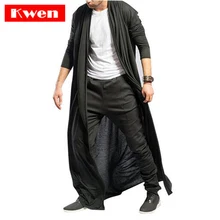 Весна Осень узкий длинный плащ пальто для мужчин однотонные тонкие повседневные Ветровки мужской кардиган верхняя одежда Готическая мужская длинная куртка