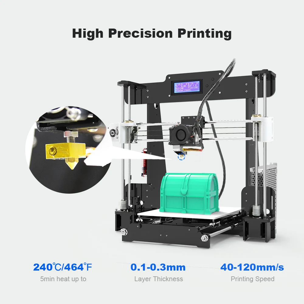 3D принтер Anet A8 Reprap Prusa i3 с двойным электродвигателем Z открытым исходным кодом
