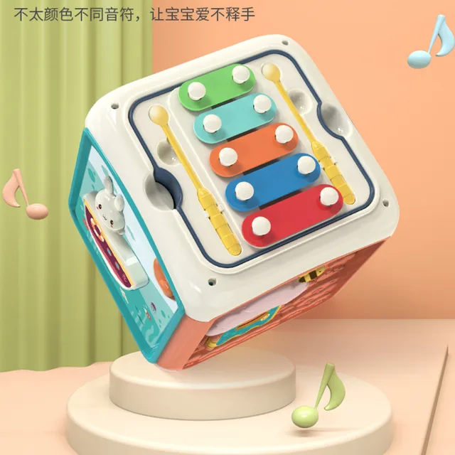 7 In 1 Baby Activity Cube Toddler Toys Educational Shape Sorter Musical Toy Bead Maze Counting Discovery Toys For Kids Learning 3
