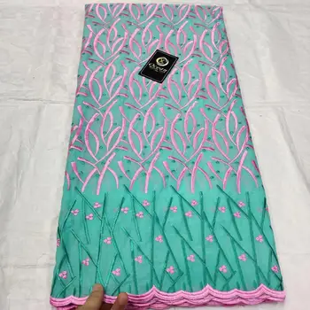 

(5yards/pc) soft Swiss cotton lace mint green African voile lace fabric with embroidery high quality for dress CLL099