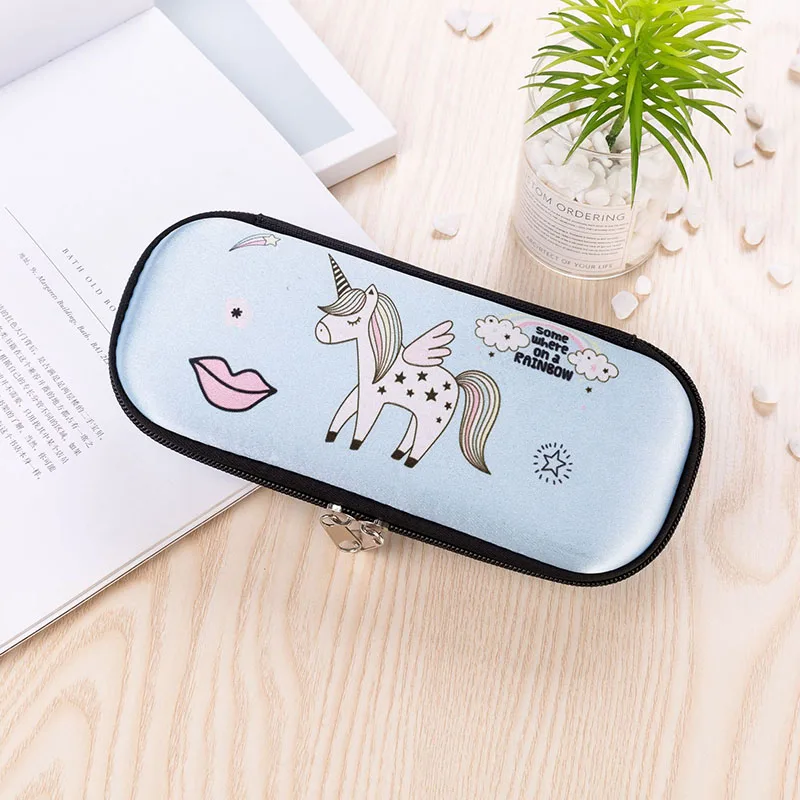 Небесно-голубой 1 точилка чехол Estuche Escolar Kalem Kutusu Etui коробка для карандашей Lapices Cartucheras Para Lapices Единорог школьный пенал пиналы в школу для девочек пенал - Цвет: Небесно-голубой