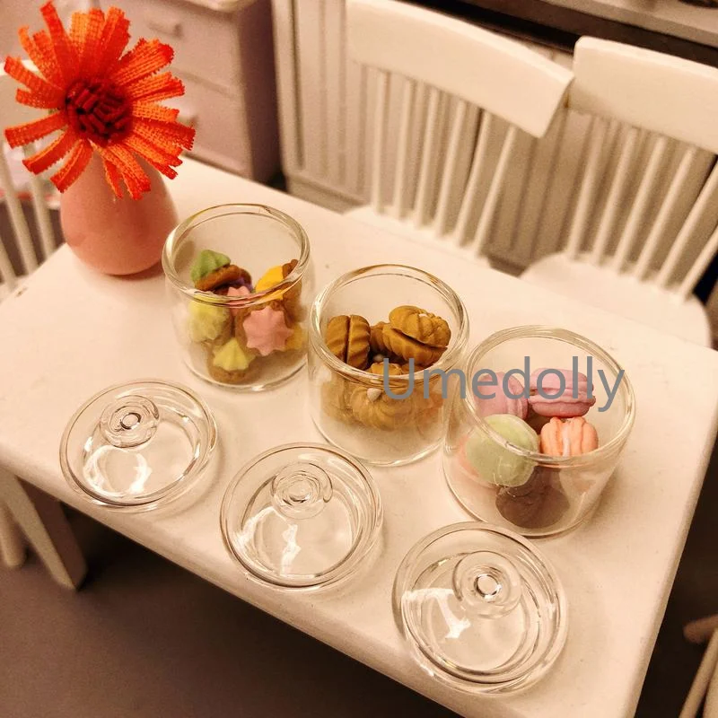 Doll House Toys Pretend Food Toys 1:12 Dollhouse Accessories Miniature Scene Model Display Mini Biscuit Macaron Cookie Glass Pastry Jar