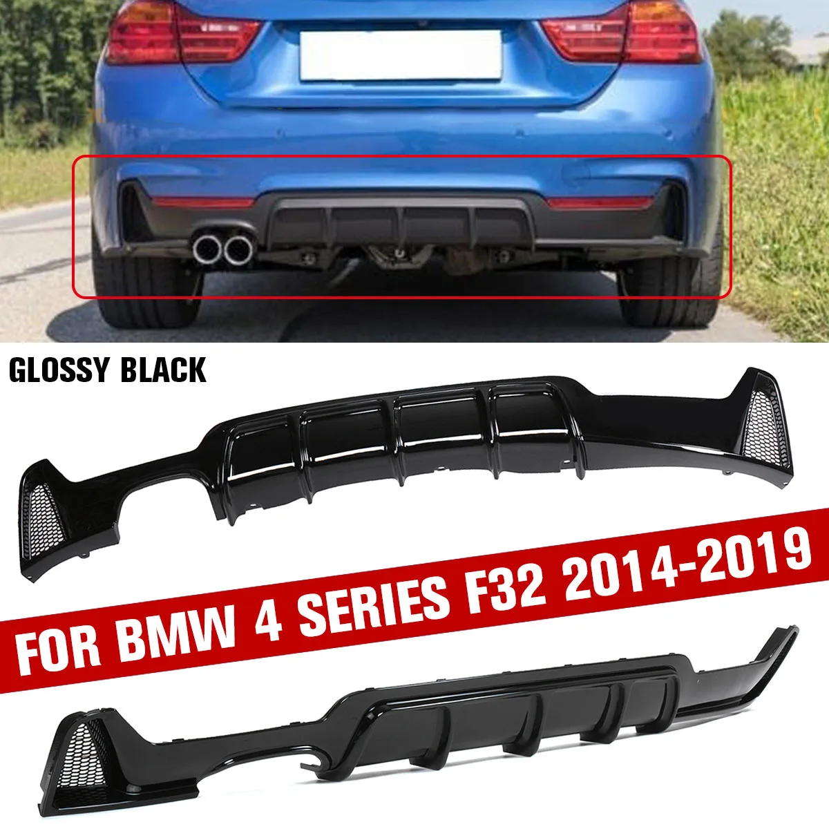

NEW Rear Bumper Diffuser Rear Lip Spoiler Splitter for BMW 4 Series F32 F33 F36 4-series 2/4 Door With M Sport Bumper 2014-2019