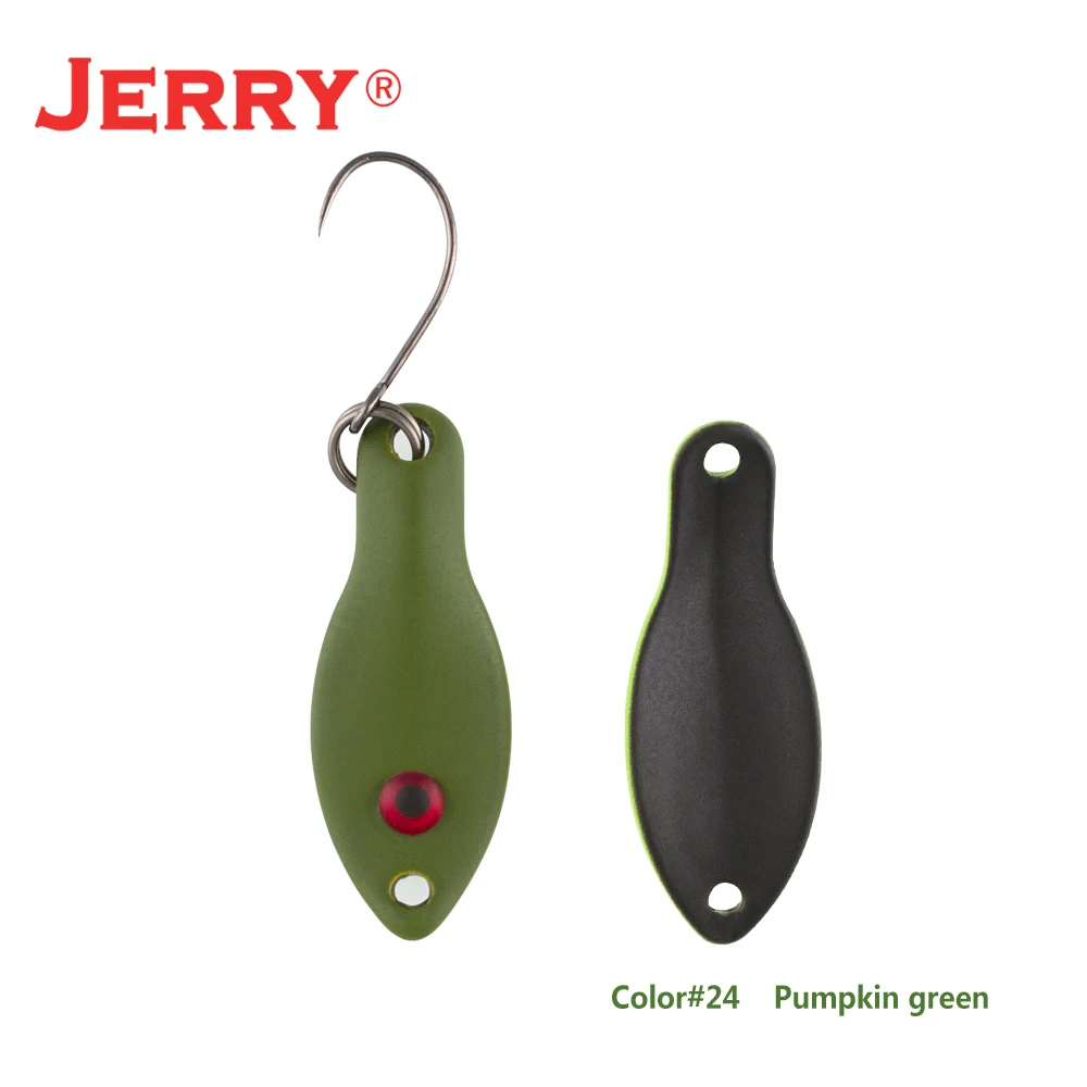 Jerry 1 шт. 1,4 г, 2,5 г Сверхлегкая приманка мини форель ложки плавающий воблер Спиннер приманка УФ цвет рыболовные ложки Утонченная Рыбалка - Цвет: Pumpkin green