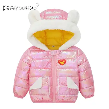 

Children Outerwear Candy Color Warm Childrens Jacket Small Ear Hoodies Jacket For Girls Windbreaker For Girl For 1 2 3 4 5 Age