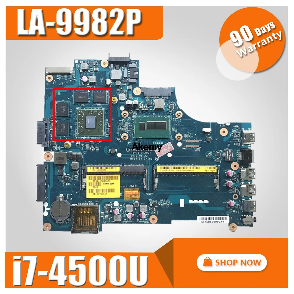 

LA-9982P Laptop motherboard for Dell Inspiron 15R-5537 3537 original mainboard I7-4500U 2GB graphics card