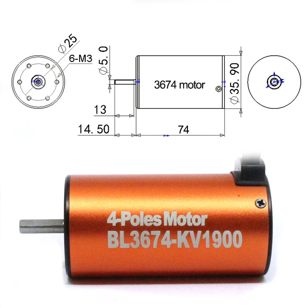 

BL3674 Speed Controller High Torque Durable Waterproof Electronic 4 Poles With 120A ESC Brushless Motor Kit For 1:10 RC Car