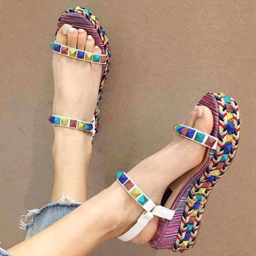 

Fashion Colorful Rivet Sandals Women Summer Shoes Woman Casual Wedge Platform Sandal Ladies High Heels sandalia feminina kl171