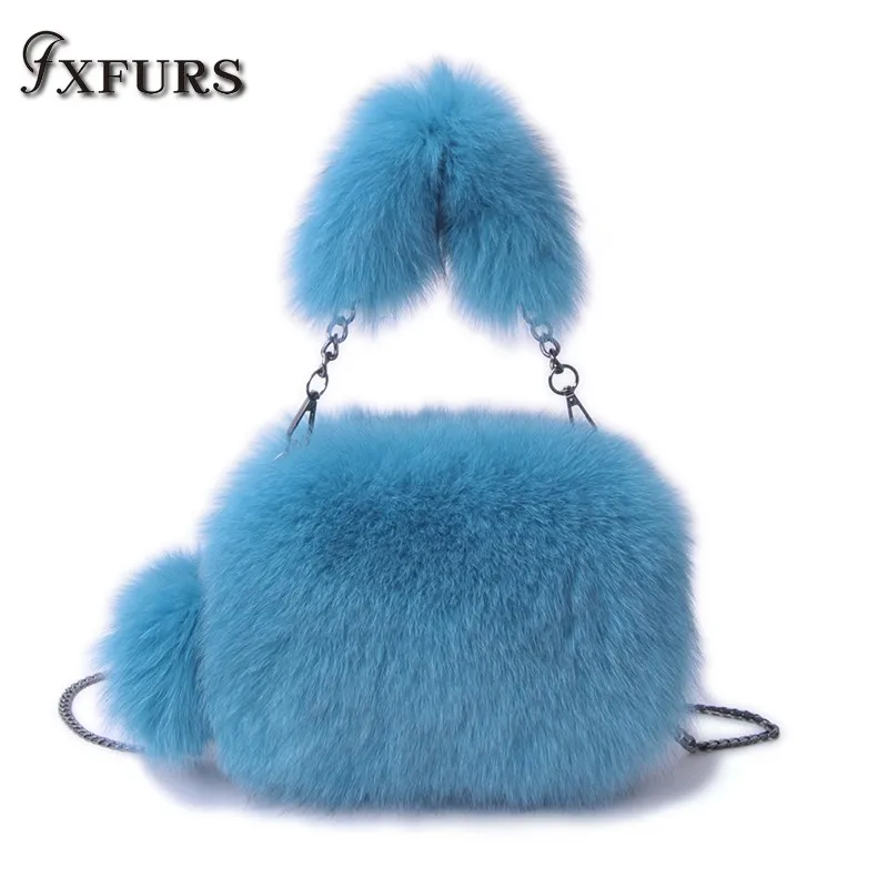 Girl Bag Wrist-Bags Single-Shoulder Fur Fox-Fur-Bag Whole-Skin Crossboy Slung Trendy