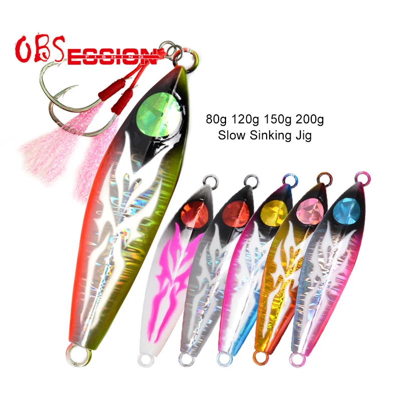 OBSESSION Jack Eye Slow Sinking Jigging Lure Artificial Baits  80g120g150g200g Speed Sea Fishing Jig Vertical Jig For Offshore