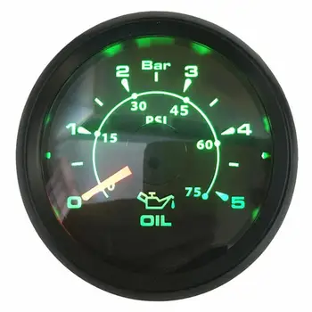 

1pc 52mm 0-5Bar Oil Pressure Gauge Modified Stainless Steel 316L Bezel Oil Pressure Meters 0-75psi 10-184ohm for Auto Truck Ship