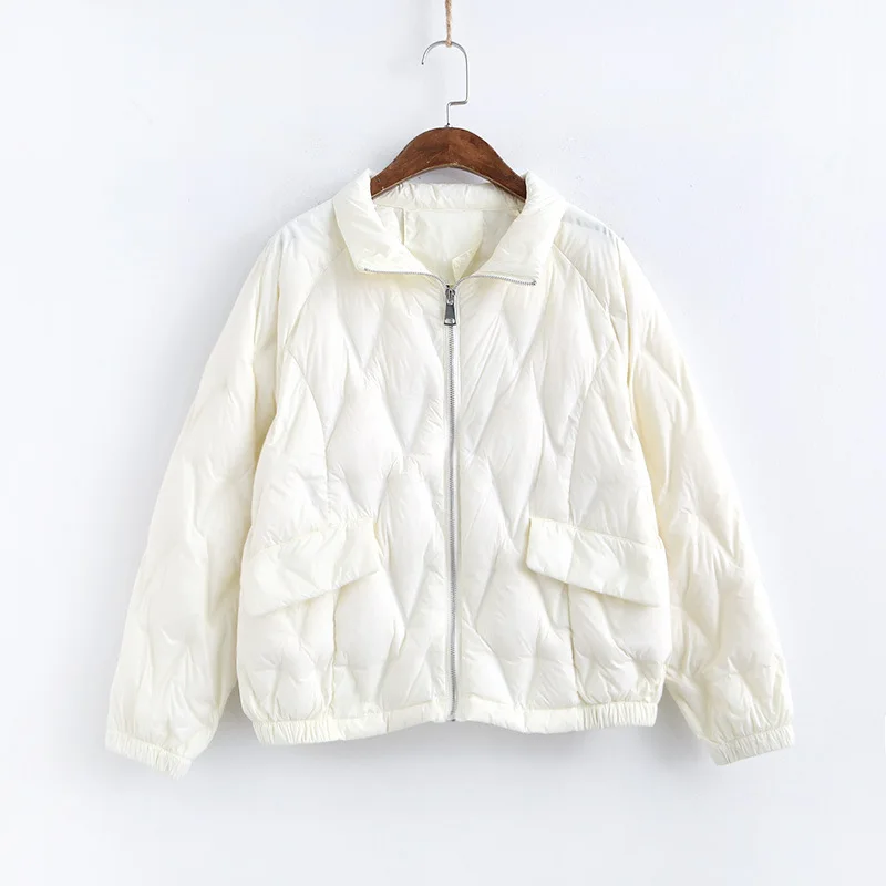 

940071 Autumn And Winter New Style Thin down Jacket WOMEN'S Dress Loose-Fit Korean-style-Style Stand Collar Short Coat Winter To