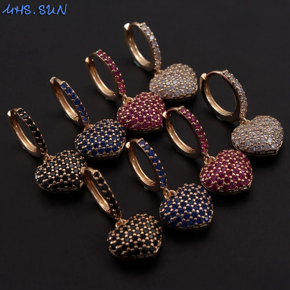 

MHS.SUN AAA CZ Zircon Earrings With Love Heart Design Women Crystal Earrings Jewelry For Valentine's Day Gift 1Pair High quality
