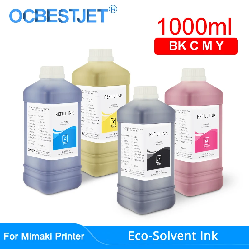 1000 мл эко-сольвентные чернила для Mimaki DX5 DX7 JV300 JV150 JV33 JV34 JV2 JV3 JV4 JV5 SWJ-320 принтер экосольвентные чернила 4 цвета/комплект