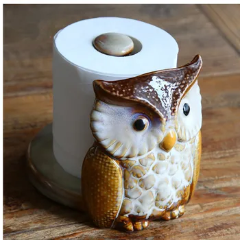 

Ceramic Owl Decorative Tissue Holder Organizer Tabletop Home Decor Paper Towel Storage Box Garden Ornament Craft Sculpture Gift