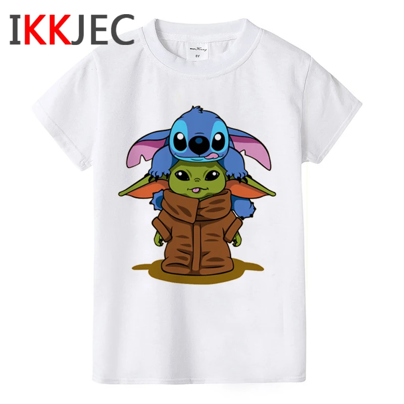 10874 Kawaii/Детская футболка с короткими рукавами с изображением Йоды Милая футболка с принтом «Звездные войны» для мальчиков и девочек Футболка с изображением Мандалорских персонажей детская футболка - Цвет: 10874