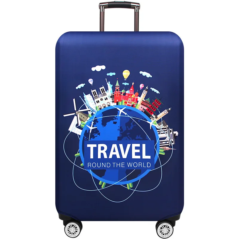 Blue Travel World Плотный эластичный геометрический защитный чехол для багажа, Модный чехол на колесиках для костюма, Чехол для багажа, дорожная сумка, чехол s 273 - Цвет: Blue Travel World