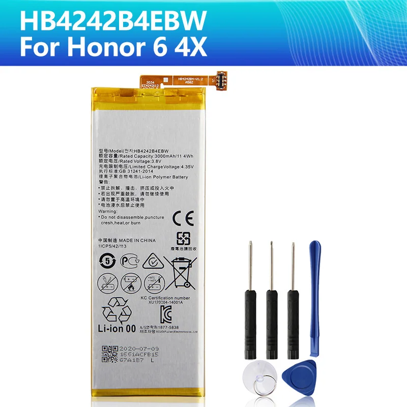 Roos smeren Kanon HB4242B4EBW Telefoon Batterij Voor Huawei Honor 6 H60 L01 H60 L02 H60 L11  H60 L04 Honor 4X 3000Mah Vervangende Batterij + Tool|Mobiele telefoon  Batterijen| - AliExpress