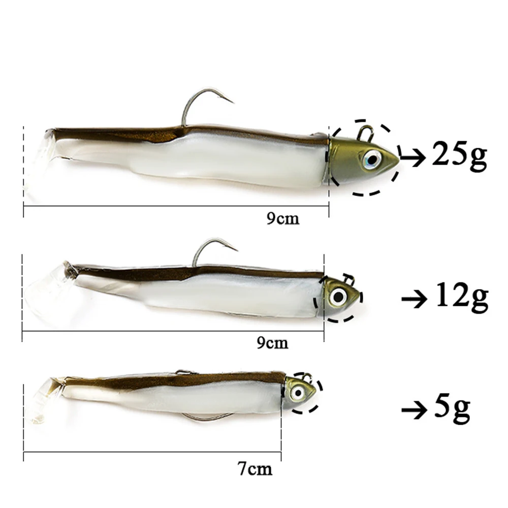 5/10/12/25g Minnow Lead Head Soft Fishing Lure Wobblers Jig Head Silicone Bait Offset Hook Jigging Fishing Tackle For Bass Pike