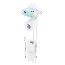 Держатель для туалетной бумаги из нержавеющей стали, держатель для туалетной бумаги для ванной комнаты с полкой для хранения для сотового телефона, отдельно стоящий
