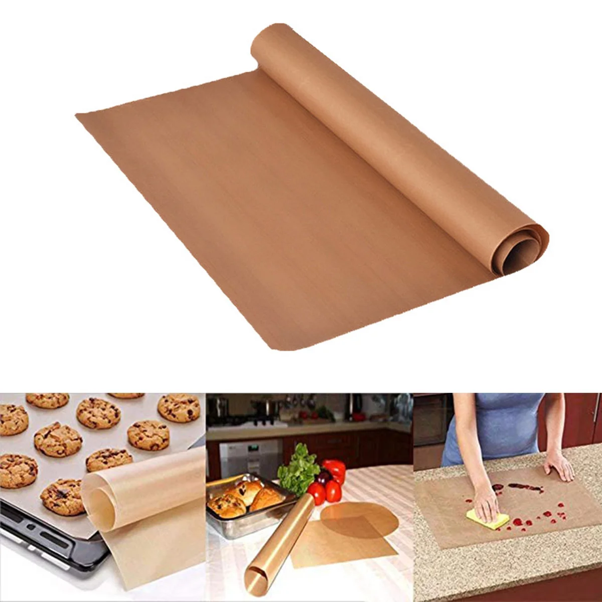 

1pcs Pastry Baking Used Repeatedly Oil Paper Mat Oilcloth Glass Fiber High Temperature Non-Stick Cloth Food Heating 30x40cm