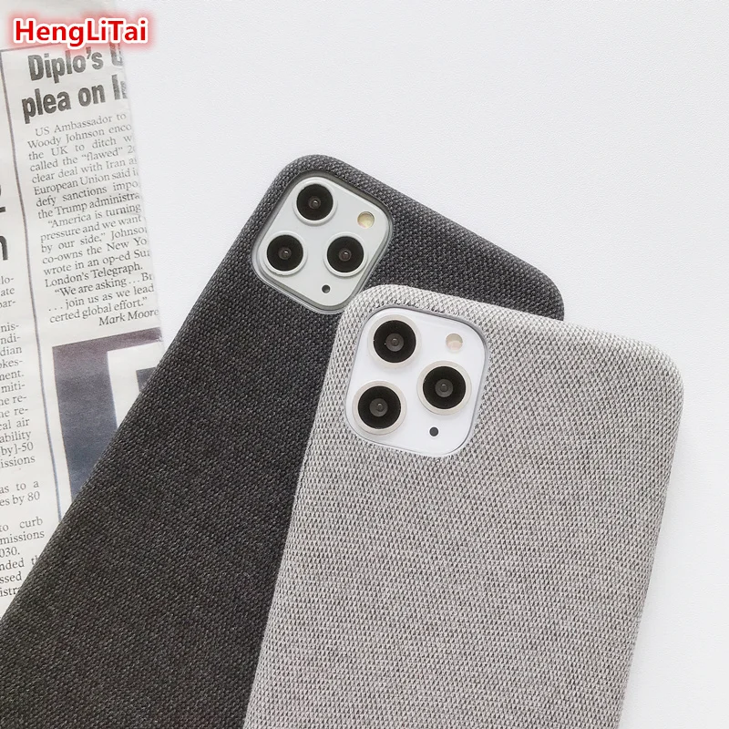 For iphone 11pro max 6 6s 7 8plus X XR XSMAX Case Slim Retro Woven Fabric Cloth Anti-scratch Soft TPU back Cover |